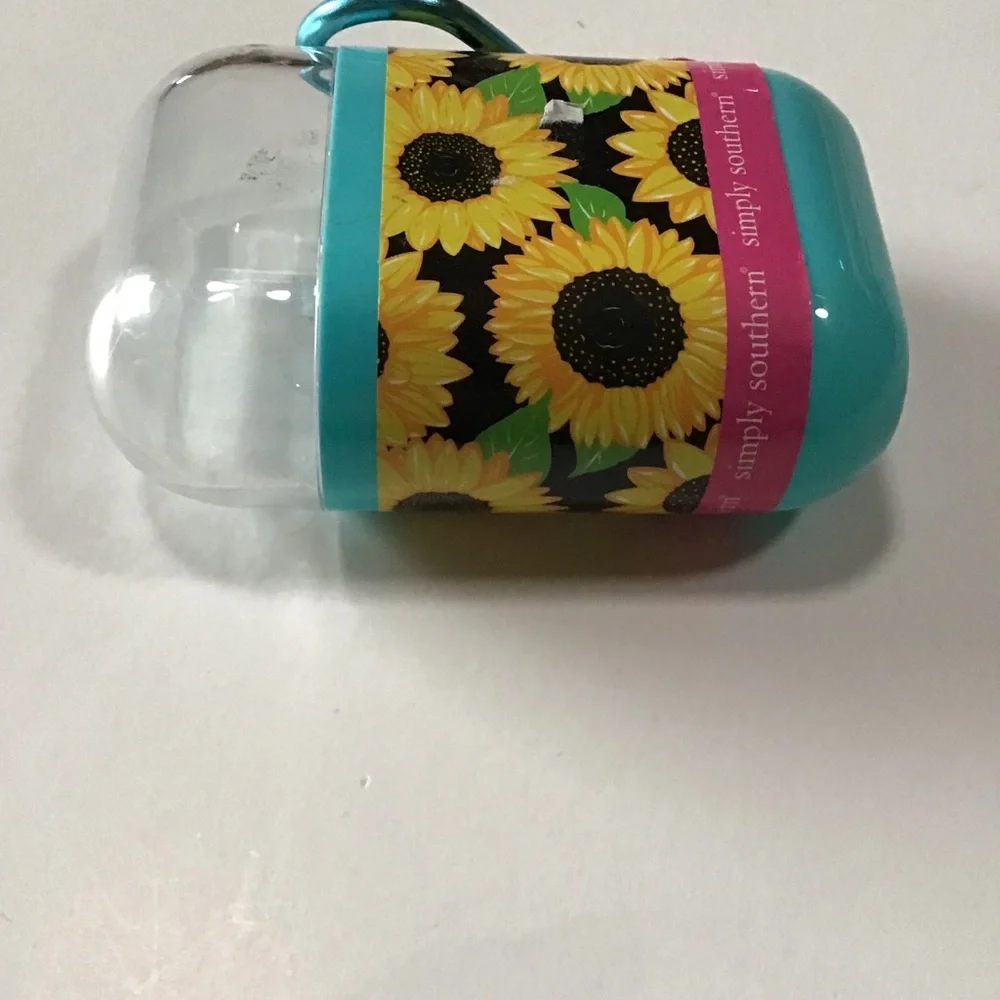 Simply Southern Travel Case for Reusable Straw Blue Clear Yellow Sunflowers